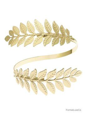 Adjustable Open Cuff Bracelet Armlet Greek Roman Laurel Leaf Design